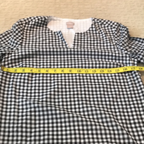 Chico’s black and white checked blouse with lace detail. - Picture 9 of 11